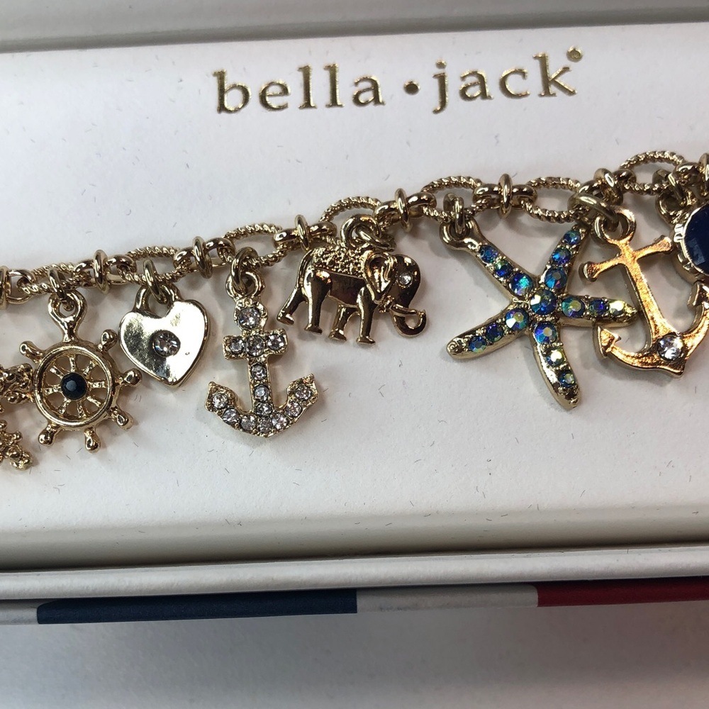 Bella Jack Golden Charm Bracelet Nautical Beach Coastal Chic NEW in Box - Picture 1 of 8